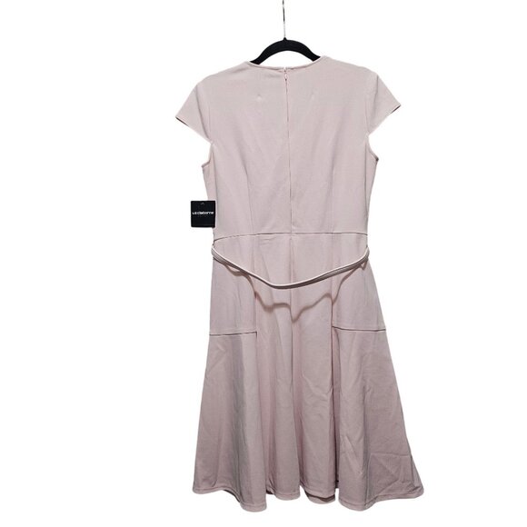 Liz Claiborne Womens Pink Short-Sleeve V-Neck Belted A-Line Dress Size 8 - Picture 3 of 14